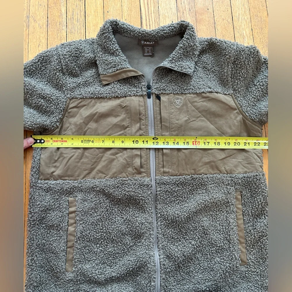 ARIAT mens M Grizzly canvas bluff jacket with sherpa lining.brown - Picture 8 of 8